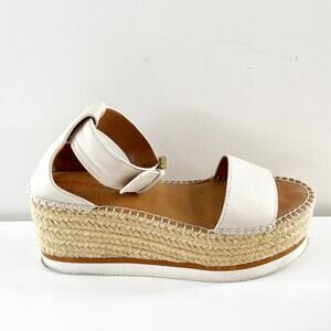 See by Chloe Glyn Espadrille Platform Wedge Heel Sandals Cream Tan 36